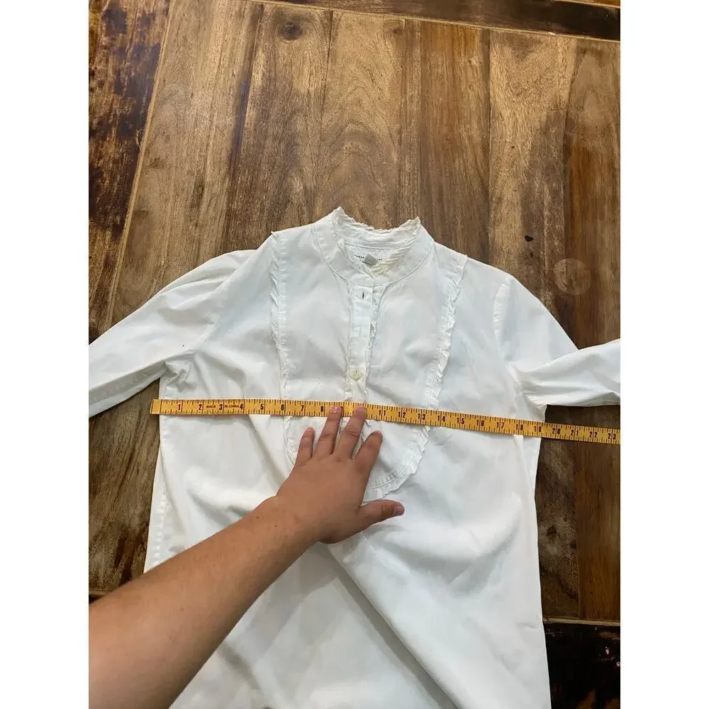 Banana Republic White Ruffle Button-Up Blouse Top Size Medium - Picture 5 of 5